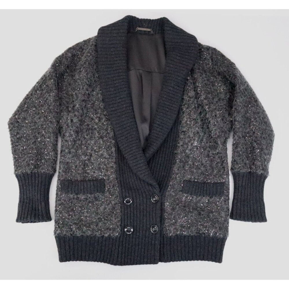 Diane Von Furstenberg Zayde Sweater Sequin Coat Oversized Wool Mohair Cardigan